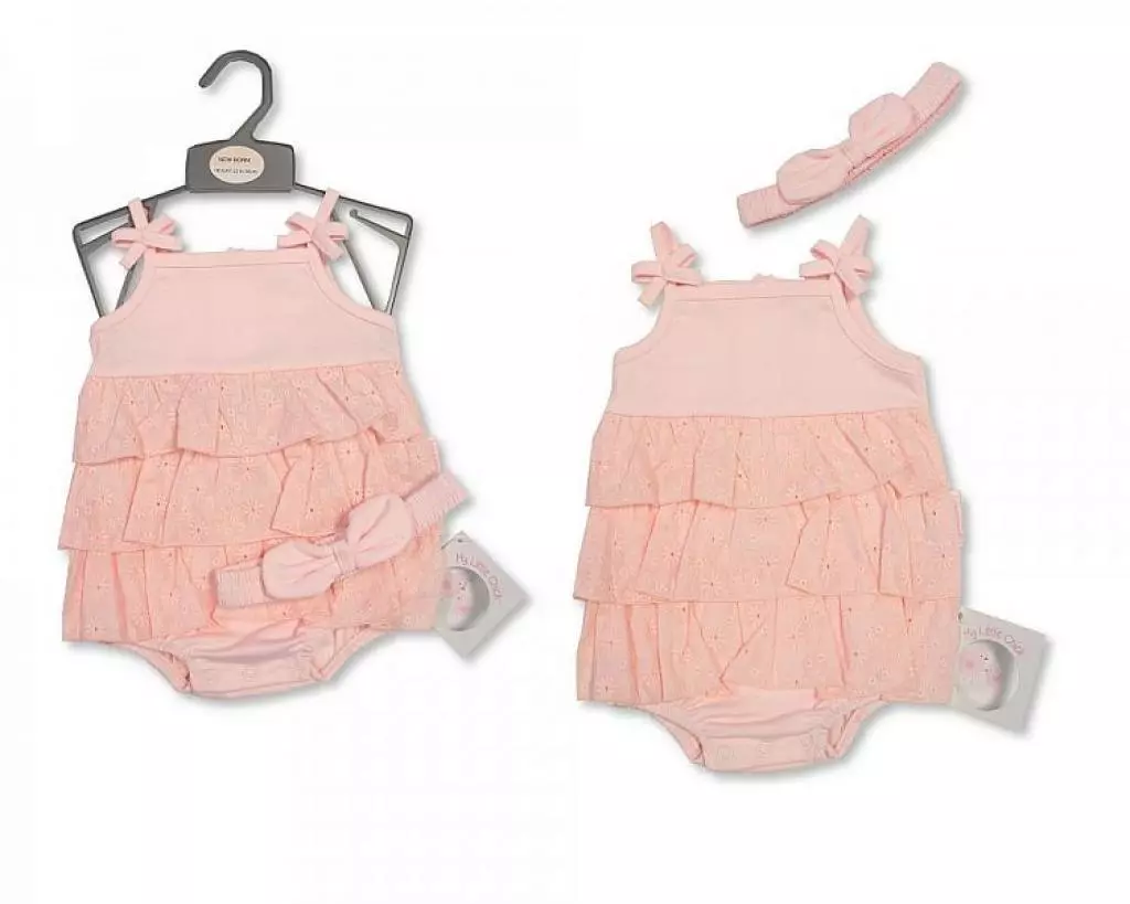 Pink Broderie Anglaise Romper Set – by My Little Chick (3–6 Months) - Image 2