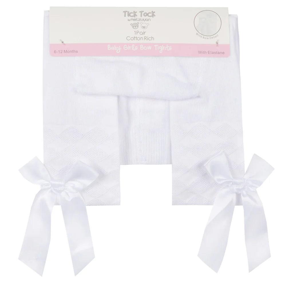 White Diamond Bow Tights – by Tick Tock (18–24 Months) - Image 3