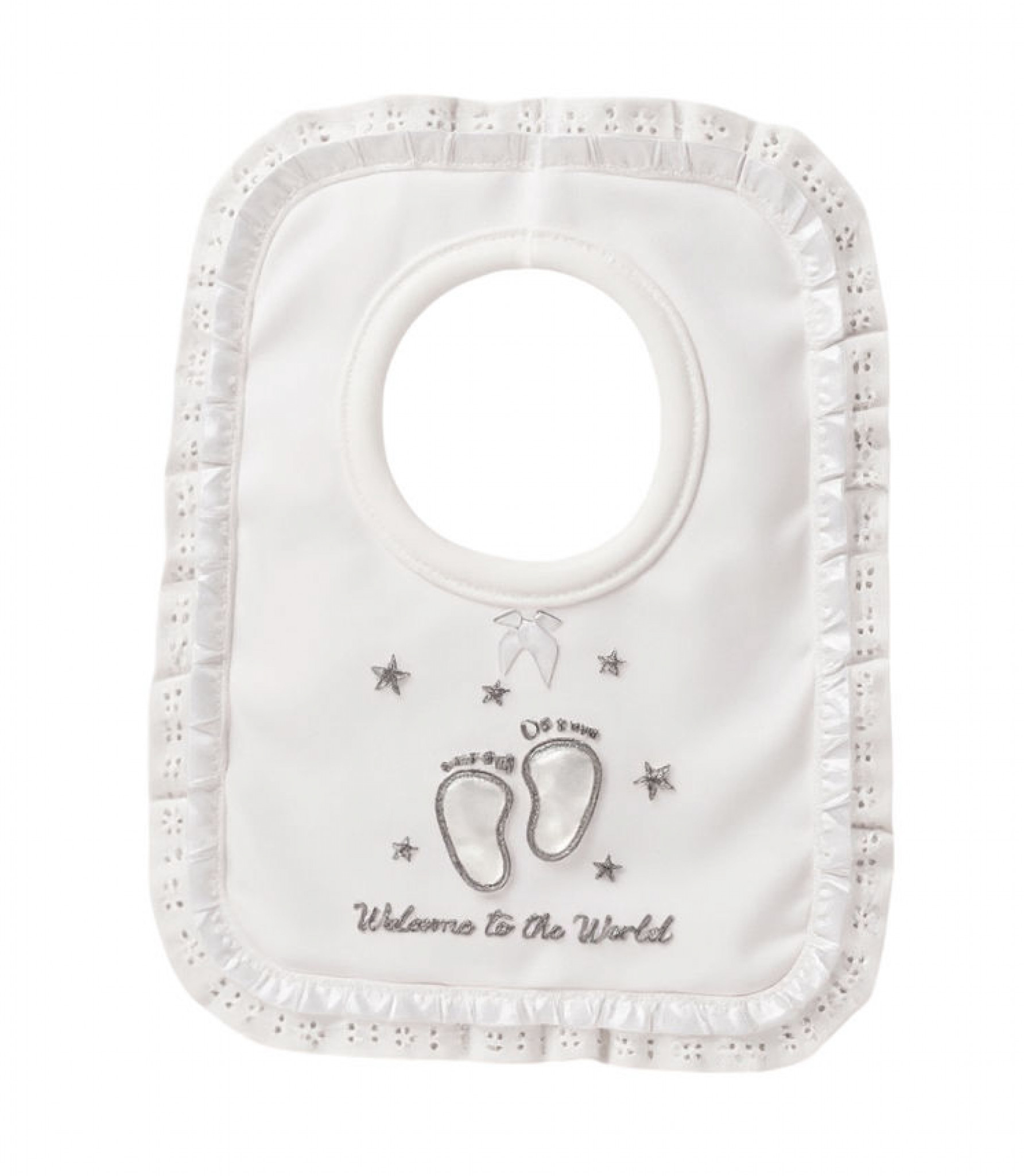 “Welcome” Embroidered Bib – by My Little Chick (One Size) - Image 2