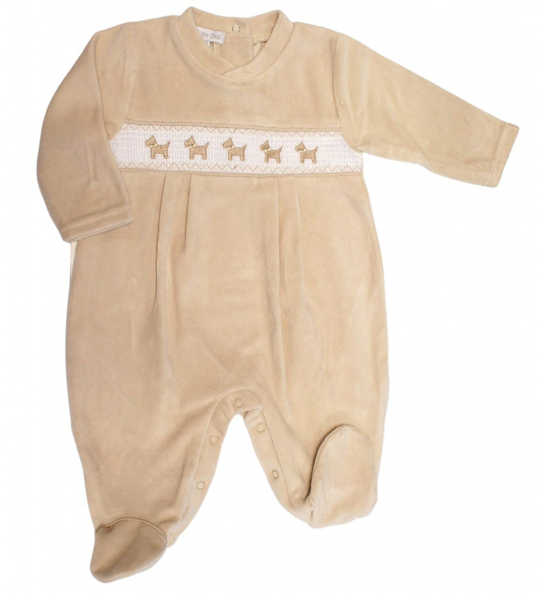 Smocked Puppy Velour All-in-One – by My Little Chick (Newborn–6 Months) - Image 2