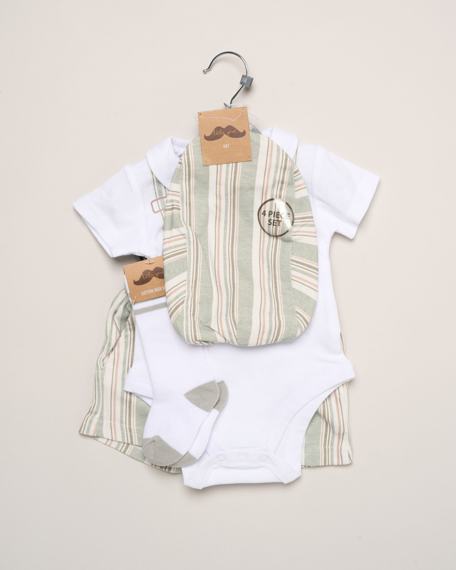 Striped Bodysuit, Shorts, Socks and Cap Set – by Little Gent (0–24 Months) - Image 3