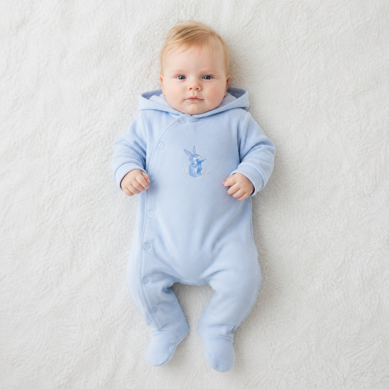 Sky Hooded Bunny All-in-One – by My Little Chick (3–6 Months)