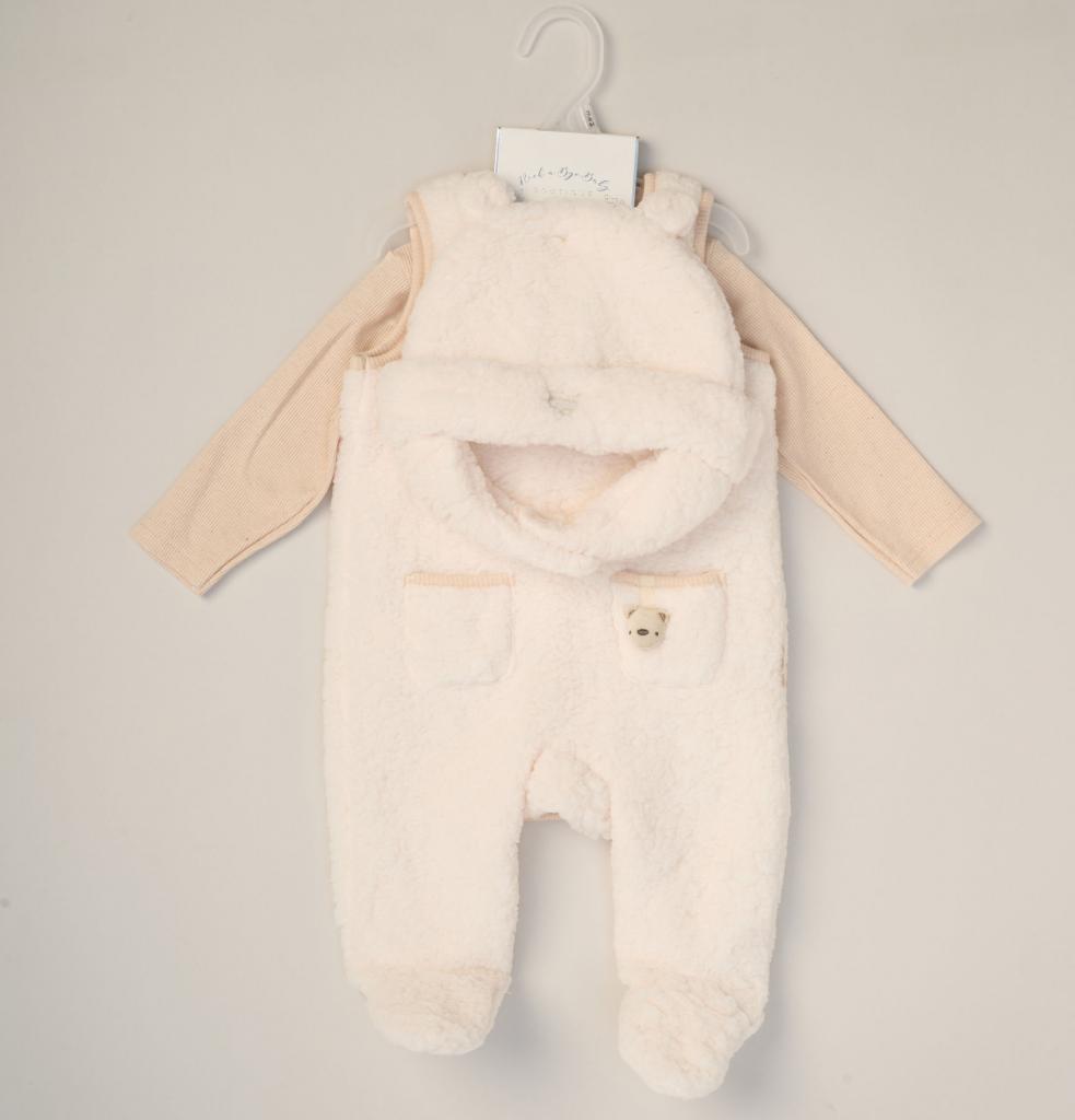 Sherpa Teddy Overall Set – by Rock-a-Bye Boutique (0–6 Months) - Image 2