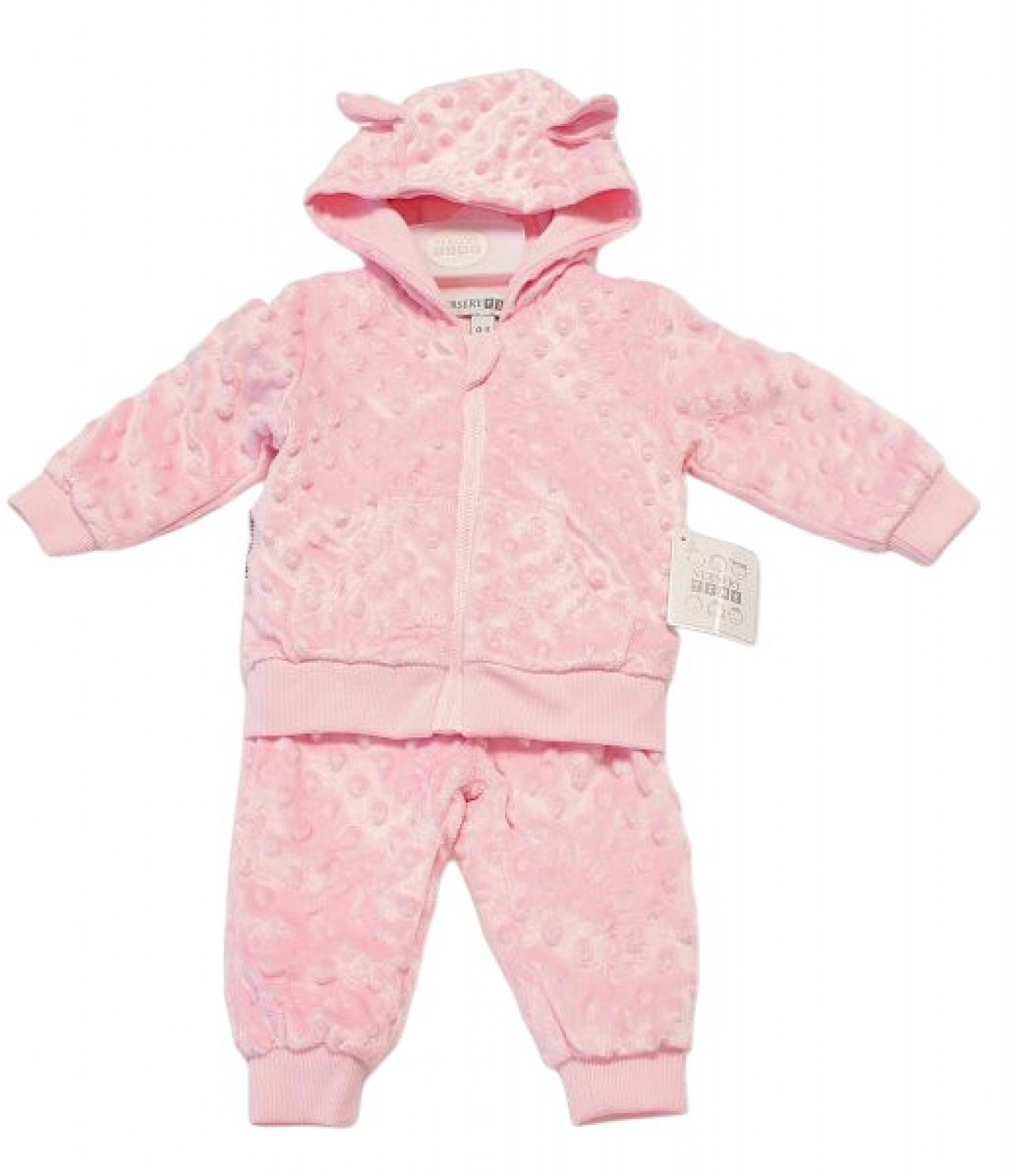 Pink Hooded Jacket & Trousers Bubble/Popcorn Two Piece Set – by Nursery Time (0–9 Months) - Image 2
