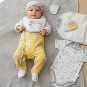 “Cute Cuddles” 7 Piece Layette Set – by Just Too Cute (0–6 Months)